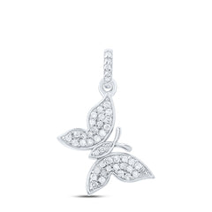 Sterling Silver 1/5 CTW-Natural Diamond Gift Butterfly Pendant 1.13 Gram