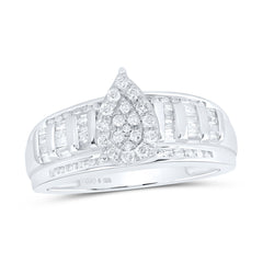 Sterling Silver 1/2 CTW-Natural Diamond Gift Pear Ring Gram