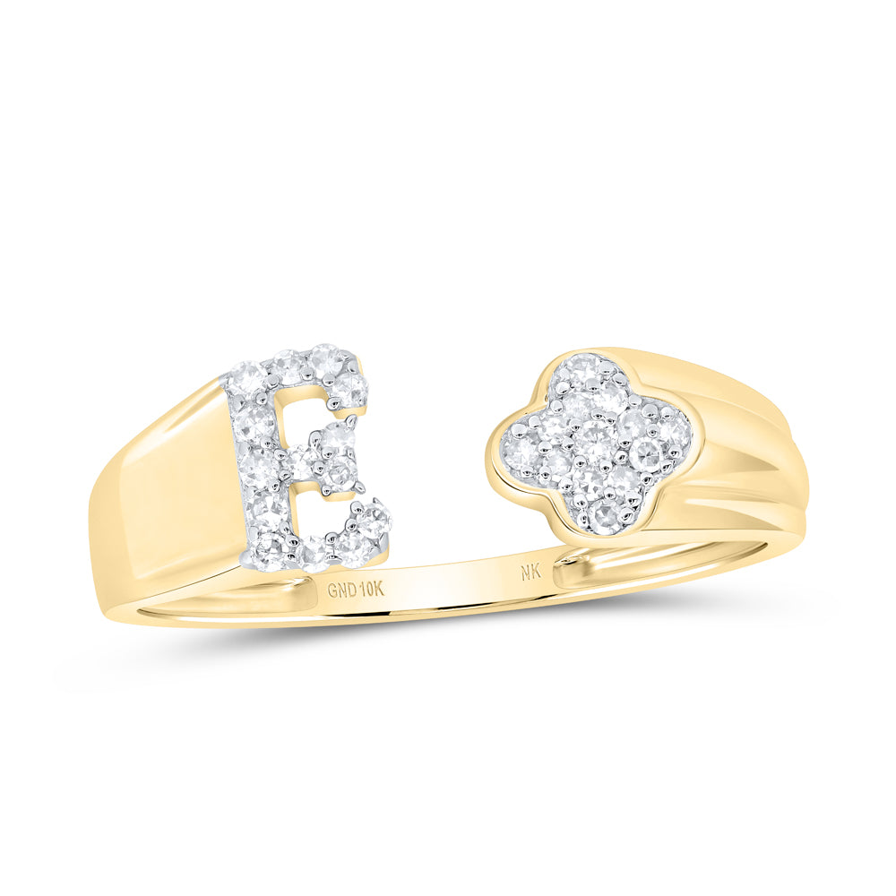 1/8CTW-DIA NK GIFT INITIAL "E" LADIES RING