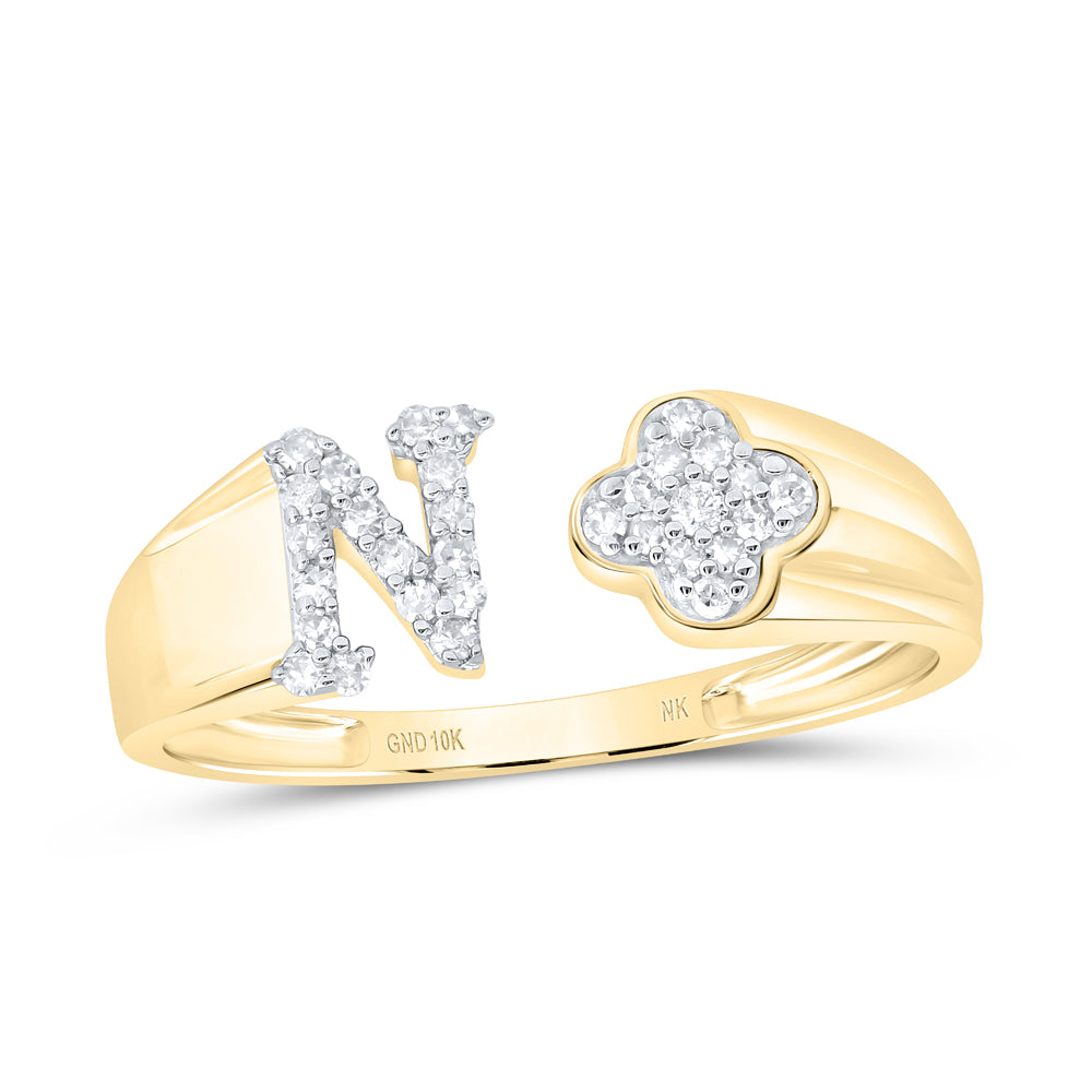 1/8CTW-DIA NK GIFT INITIAL "N" LADIES RING