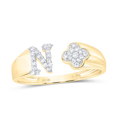 1/8CTW-DIA NK GIFT INITIAL "N" LADIES RING