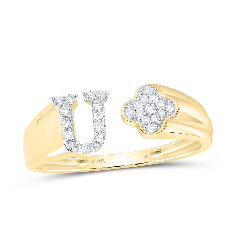 1/8CTW-DIA NK GIFT INITIAL "U" LADIES RING