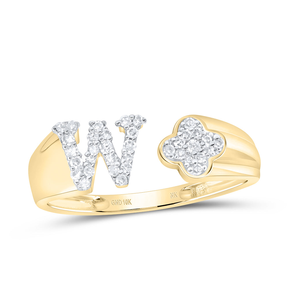 1/6CTW-DIA NK GIFT INITIAL "W" LADIES RING
