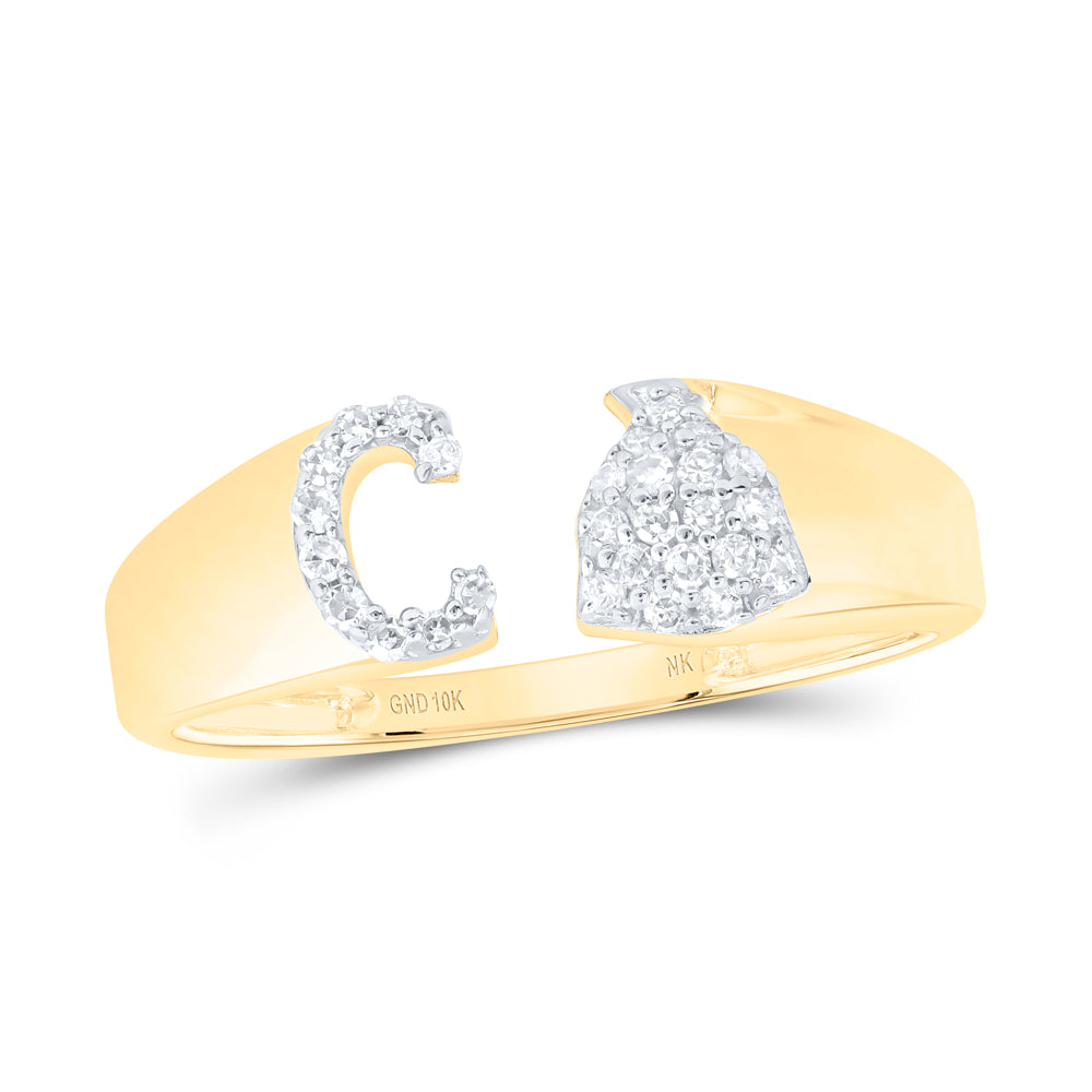 1/8CTW-DIA NK GIFT INITIAL "C" LADIES RING