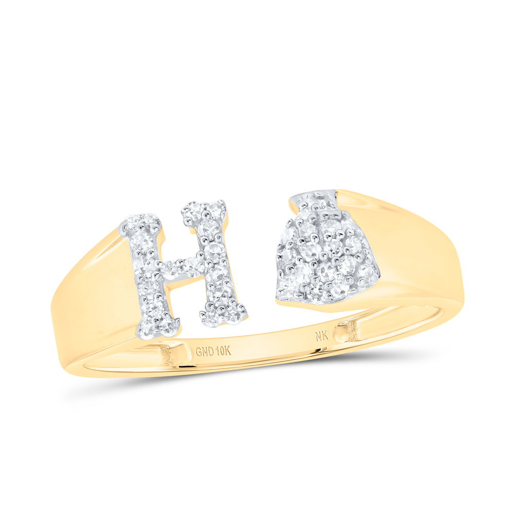 1/8CTW-DIA NK GIFT INITIAL "H" LADIES RING