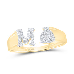 1/6CTW-DIA NK GIFT INITIAL "M" LADIES RING