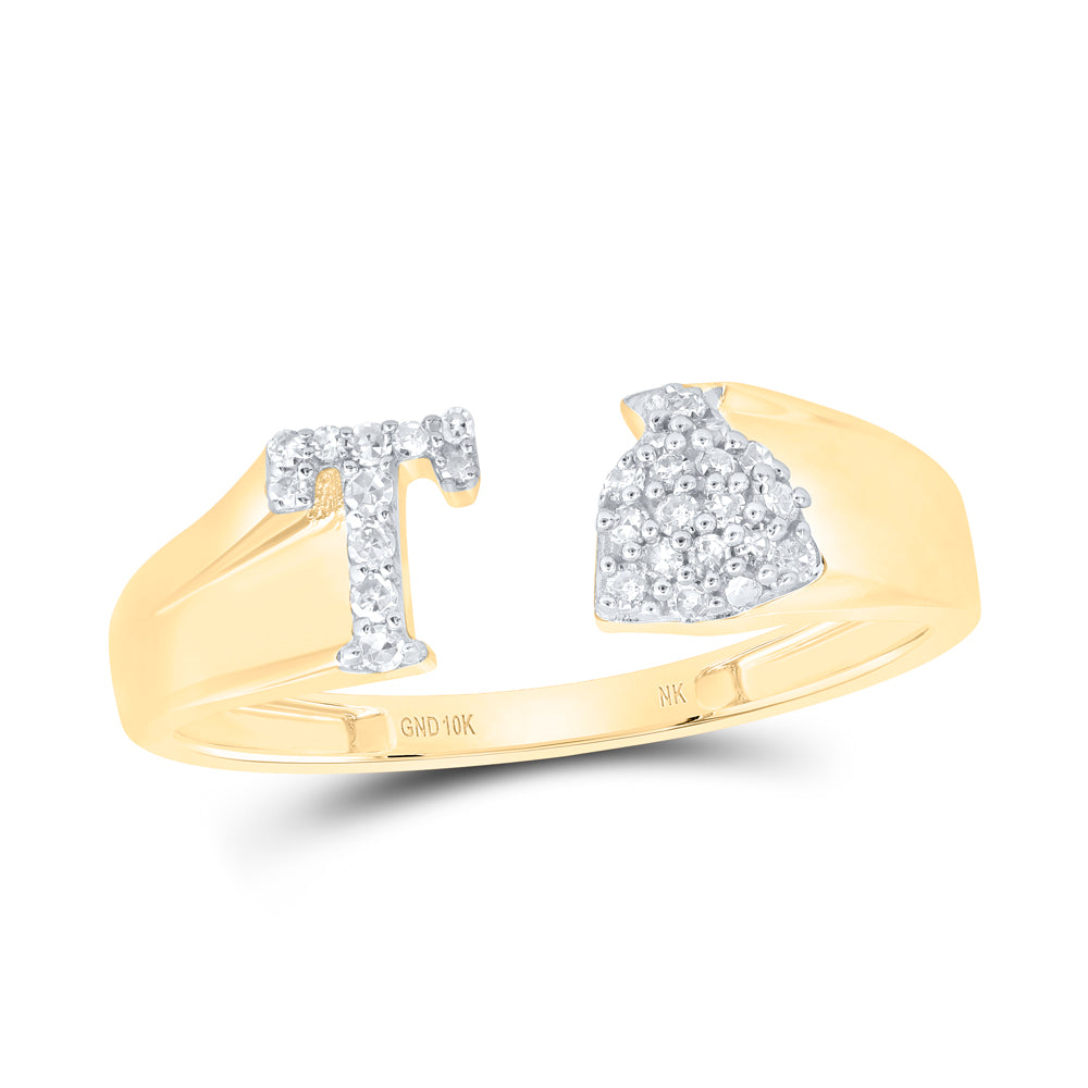1/8CTW-DIA NK GIFT INITIAL "T" LADIES RING