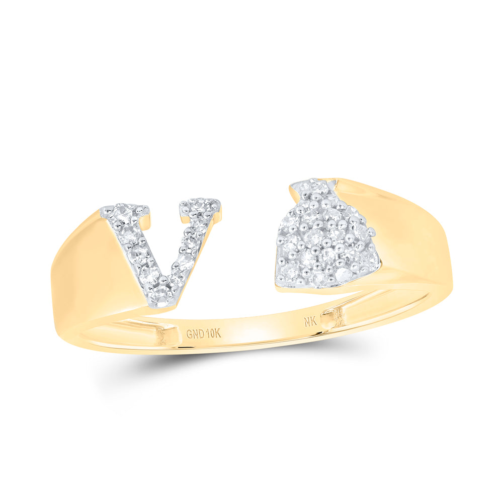 1/8CTW-DIA NK GIFT INITIAL "V" LADIES RING