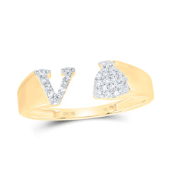 1/8CTW-DIA NK GIFT INITIAL "V" LADIES RING
