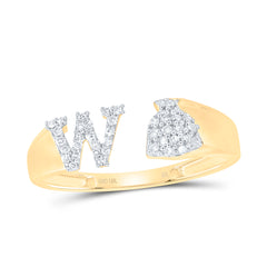 1/6CTW-DIA NK GIFT INITIAL "W" LADIES RING