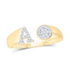 1/8CTW-DIA NK GIFT INITIAL "A" ROUND LADIES RING