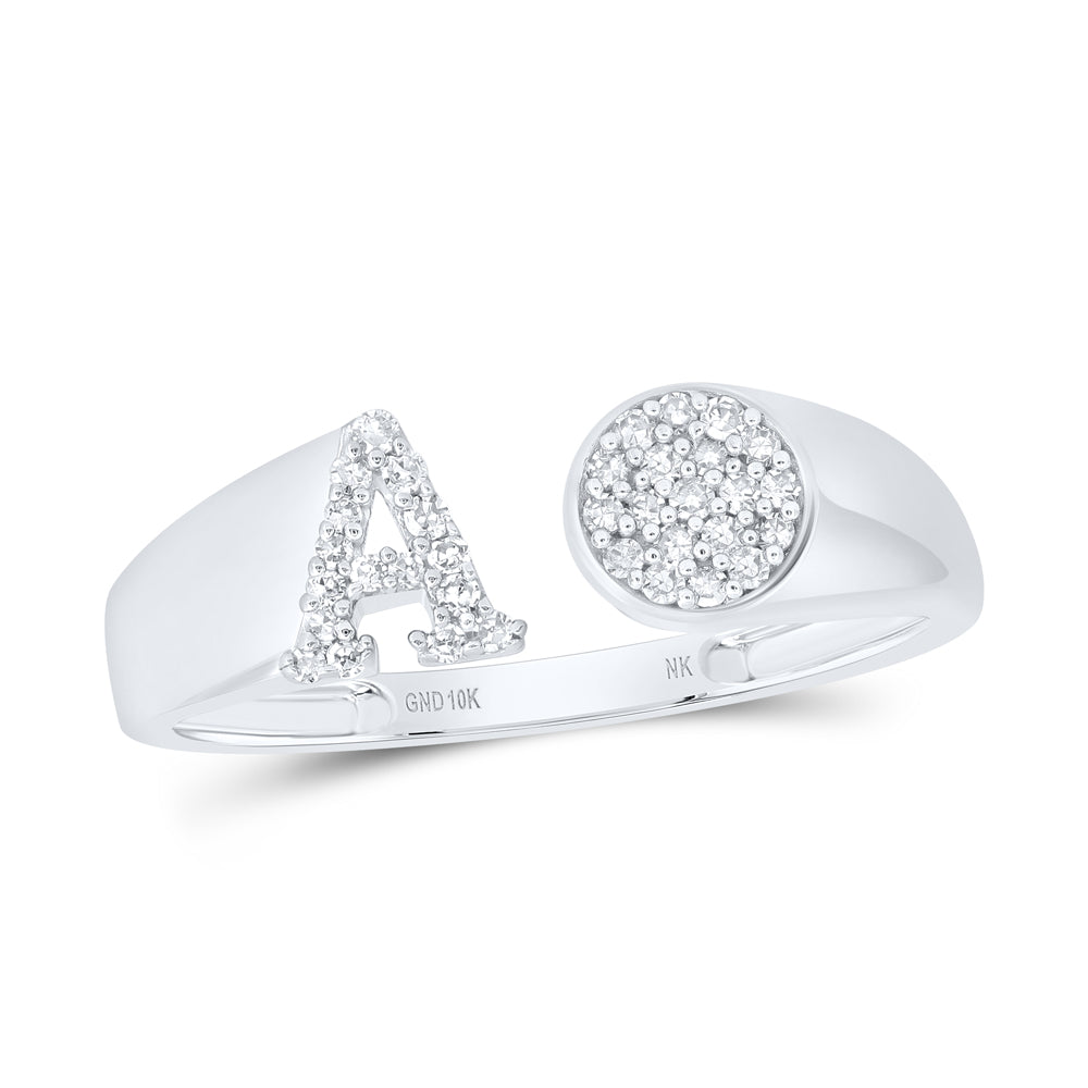 1/8CTW-DIA NK GIFT INITIAL "A" ROUND LADIES RING
