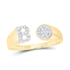 1/6CTW-DIA NK GIFT INITIAL "B" ROUND LADIES RING