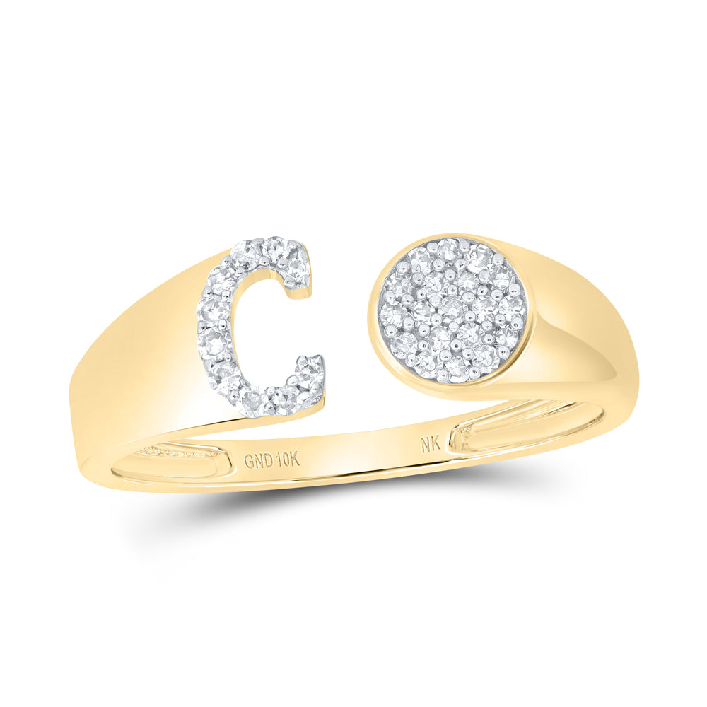 1/6CTW-DIA NK GIFT INITIAL "C" ROUND LADIES RING