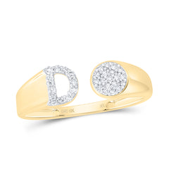 1/6CTW-DIA NK GIFT INITIAL "D" ROUND LADIES RING