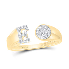 1/8CTW-DIA NK GIFT INITIAL "E" ROUND LADIES RING