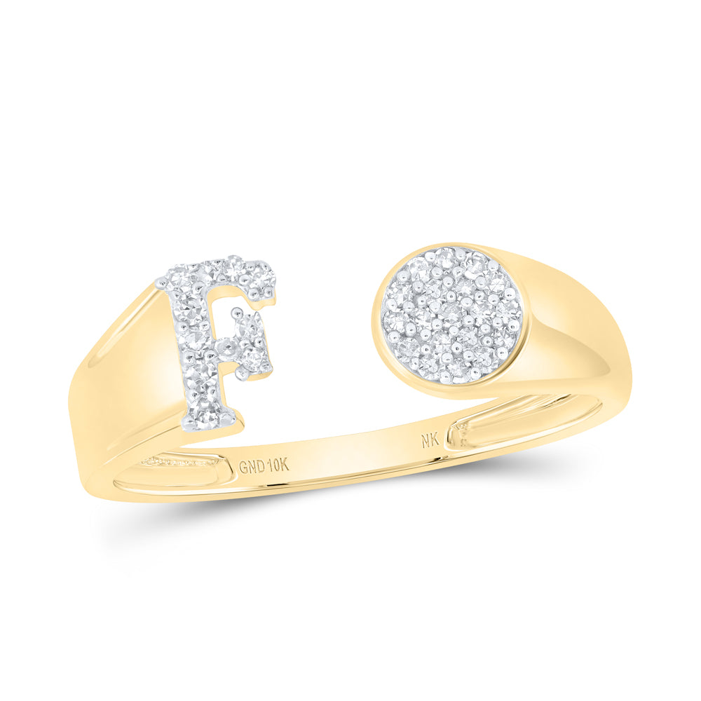 1/8CTW-DIA NK GIFT INITIAL "F" ROUND LADIES RING