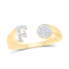 1/8CTW-DIA NK GIFT INITIAL "F" ROUND LADIES RING