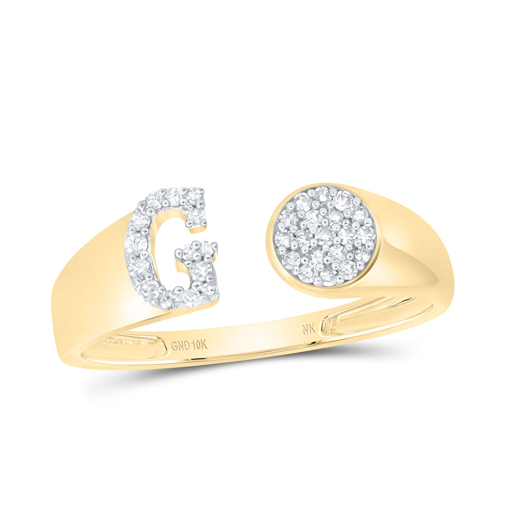 1/8CTW-DIA NK GIFT INITIAL "G" ROUND LADIES RING
