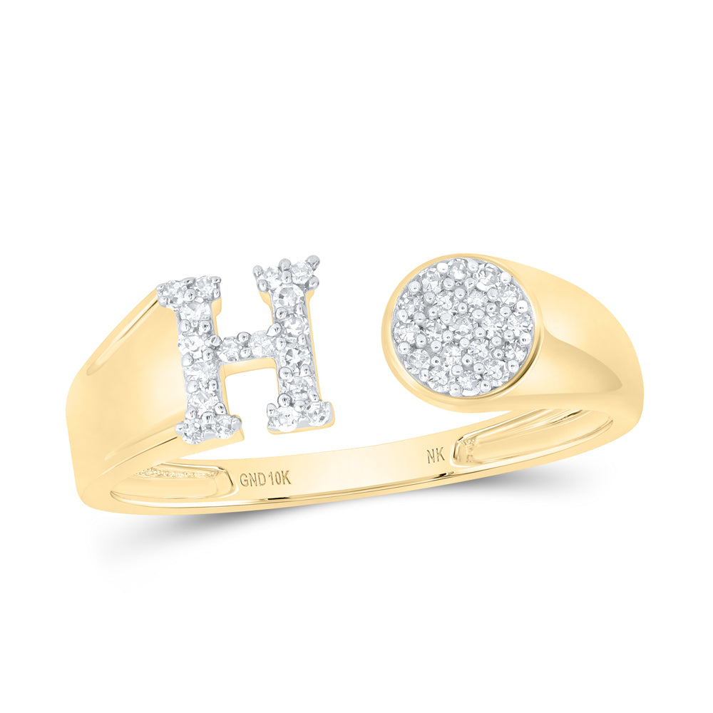 1/6CTW-DIA NK GIFT INITIAL "H"  ROUND LADIES RING