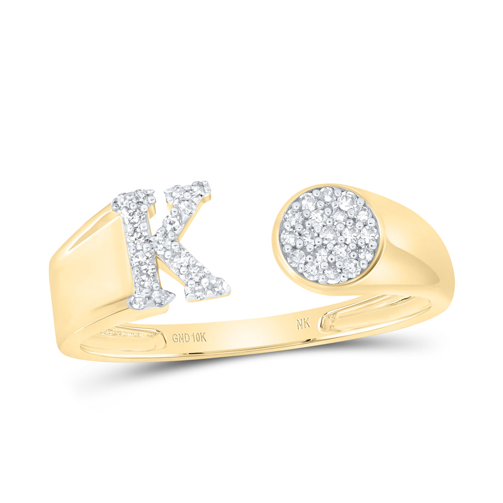 1/6CTW-DIA NK GIFT INITIAL "K" ROUND LADIES RING