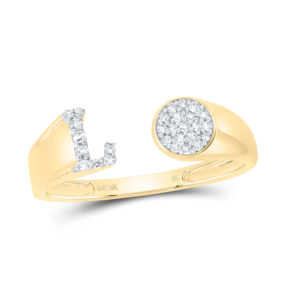 1/8CTW-DIA NK GIFT INITIAL "L" ROUND LADIES RING