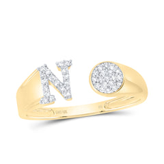 1/6CTW-DIA NK GIFT INITIAL "N" ROUND LADIES RING