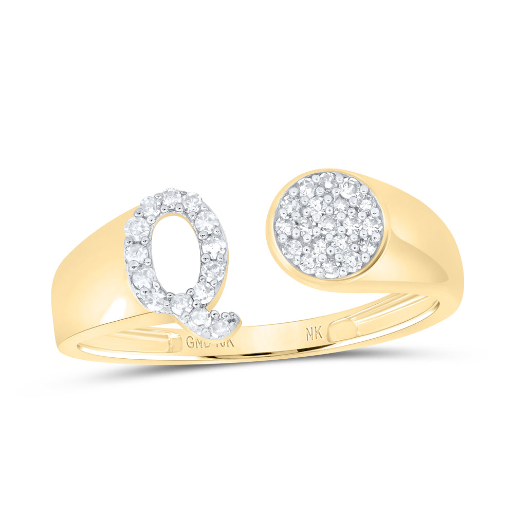 1/6CTW-DIA NK GIFT INITIAL "Q" ROUND LADIES RING