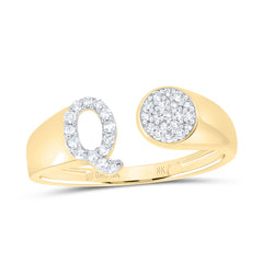 1/6CTW-DIA NK GIFT INITIAL "Q" ROUND LADIES RING