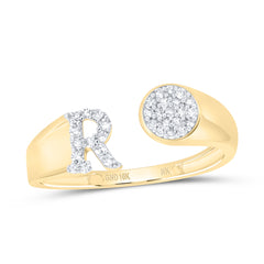 1/8CTW-DIA NK GIFT INITIAL "R" ROUND LADIES RING