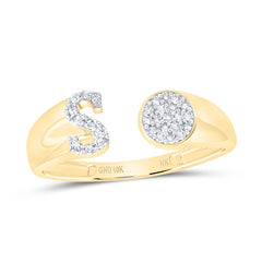 1/8CTW-DIA NK GIFT INITIAL "S" ROUND LADIES RING