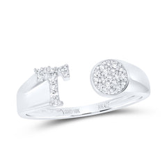 1/8CTW-DIA NK GIFT INITIAL "T" ROUND LADIES RING