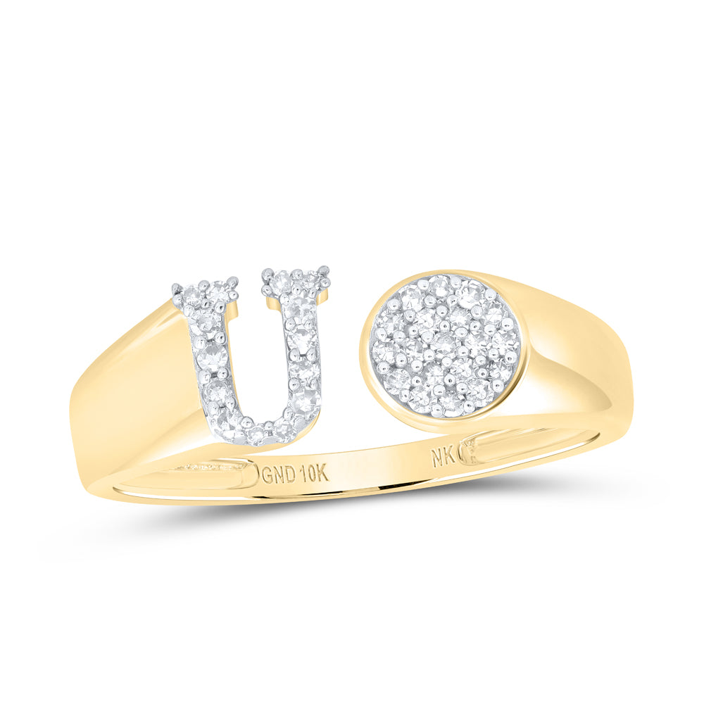 1/6CTW-DIA NK GIFT INITIAL "U" ROUND LADIES RING