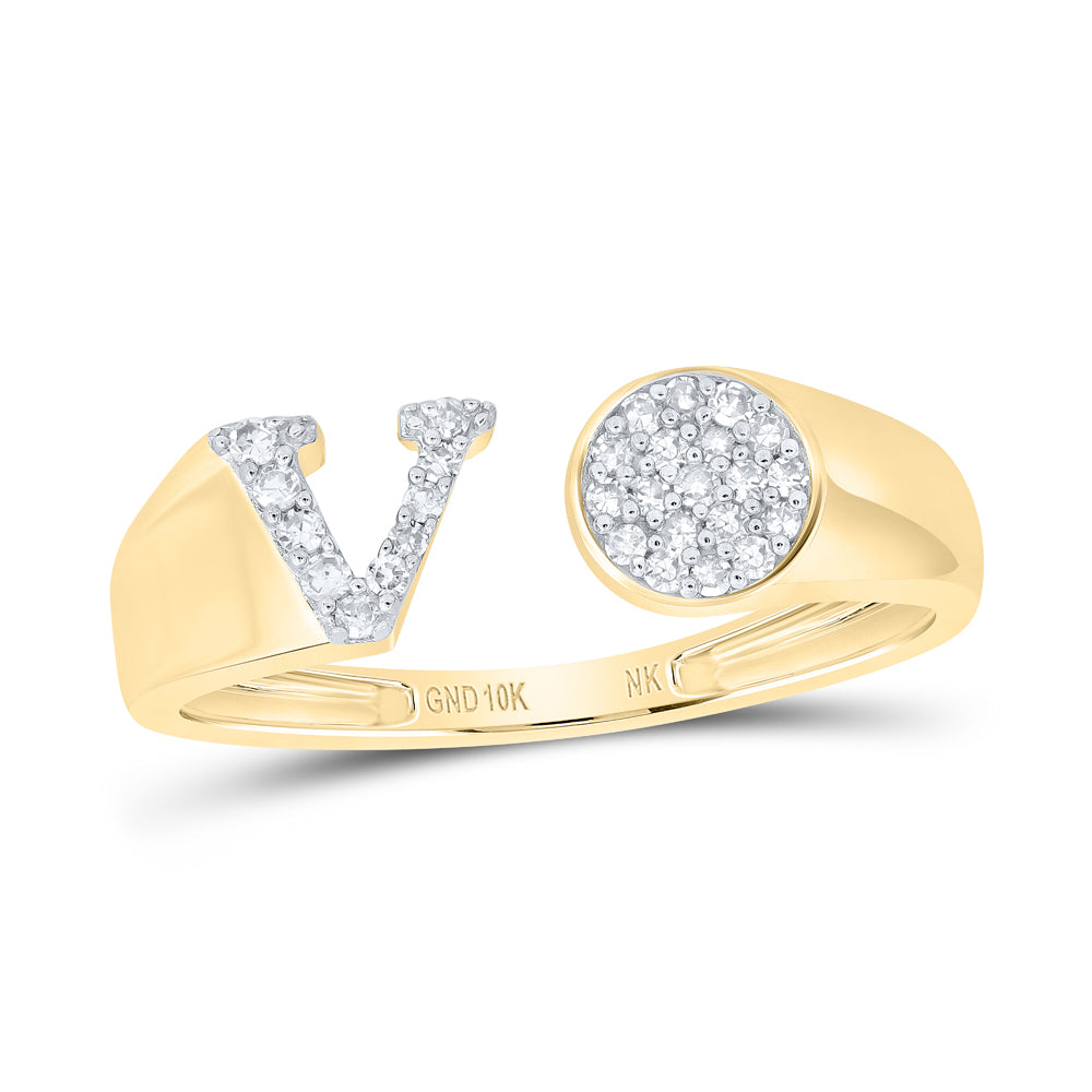 1/8CTW-DIA NK GIFT INITIAL "V" ROUND LADIES RING