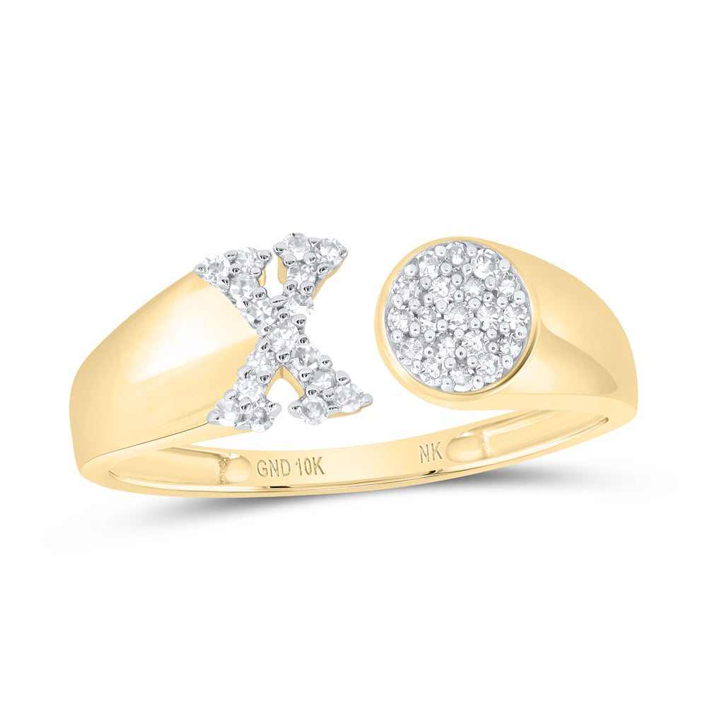 1/8CTW-DIA NK GIFT INITIAL "X" ROUND LADIES RING