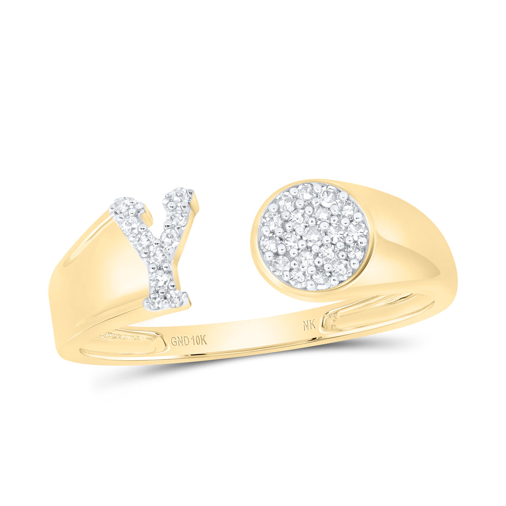 1/8CTW-DIA NK GIFT INITIAL "Y" ROUND LADIES RING