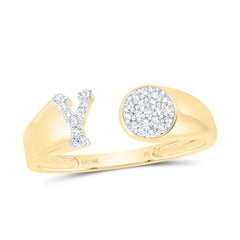 1/8CTW-DIA NK GIFT INITIAL "Y" ROUND LADIES RING