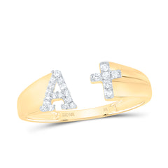1/10CTW-DIA NK GIFT INITIAL "A" LADIES CROSS RING