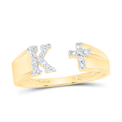 1/10CTW-DIA NK GIFT INITIAL "K" LADIES CROSS RING