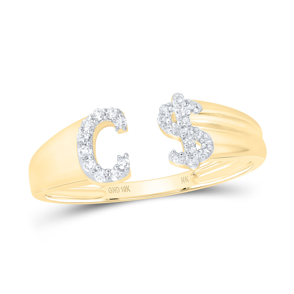 1/8CTW-DIA NK GIFT INITIAL "C" LADIES DOLLAR RING