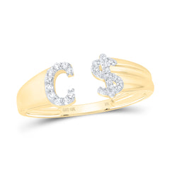 1/8CTW-DIA NK GIFT INITIAL "C" LADIES DOLLAR RING