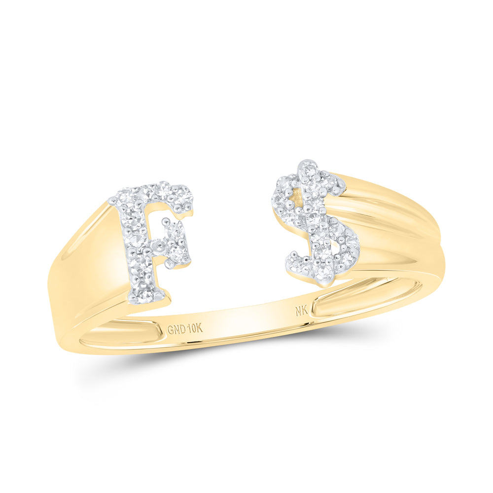 1/8CTW-DIA NK GIFT INITIAL "F" LADIES DOLLAR RING