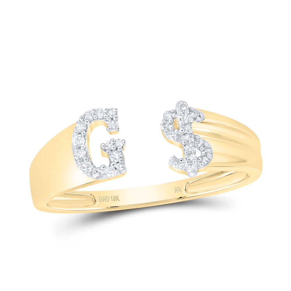 1/8CTW-DIA NK GIFT INITIAL "G" LADIES DOLLAR RING