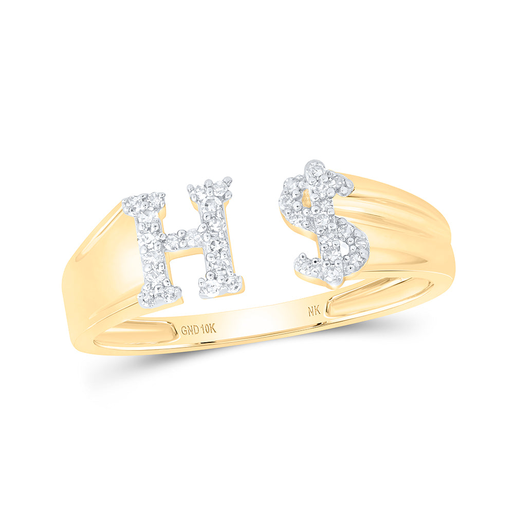 1/8CTW-DIA NK GIFT INITIAL "H" LADIES DOLLAR RING