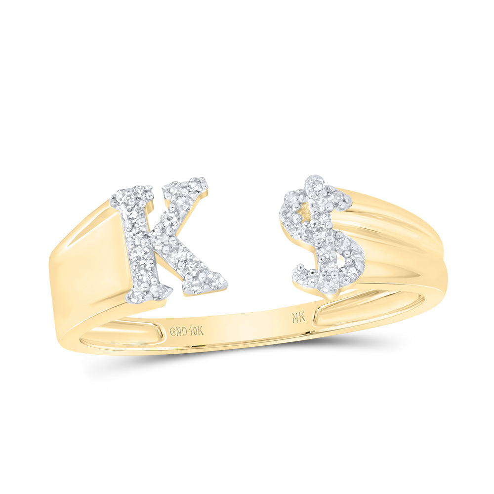 1/8CTW-DIA NK GIFT INITIAL "K" LADIES DOLLAR RING