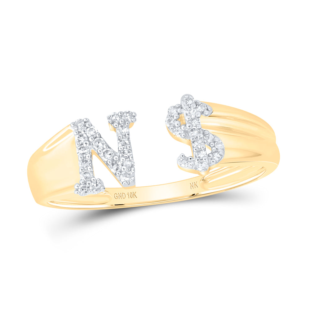1/8CTW-DIA NK GIFT INITIAL "N" LADIES DOLLAR RING