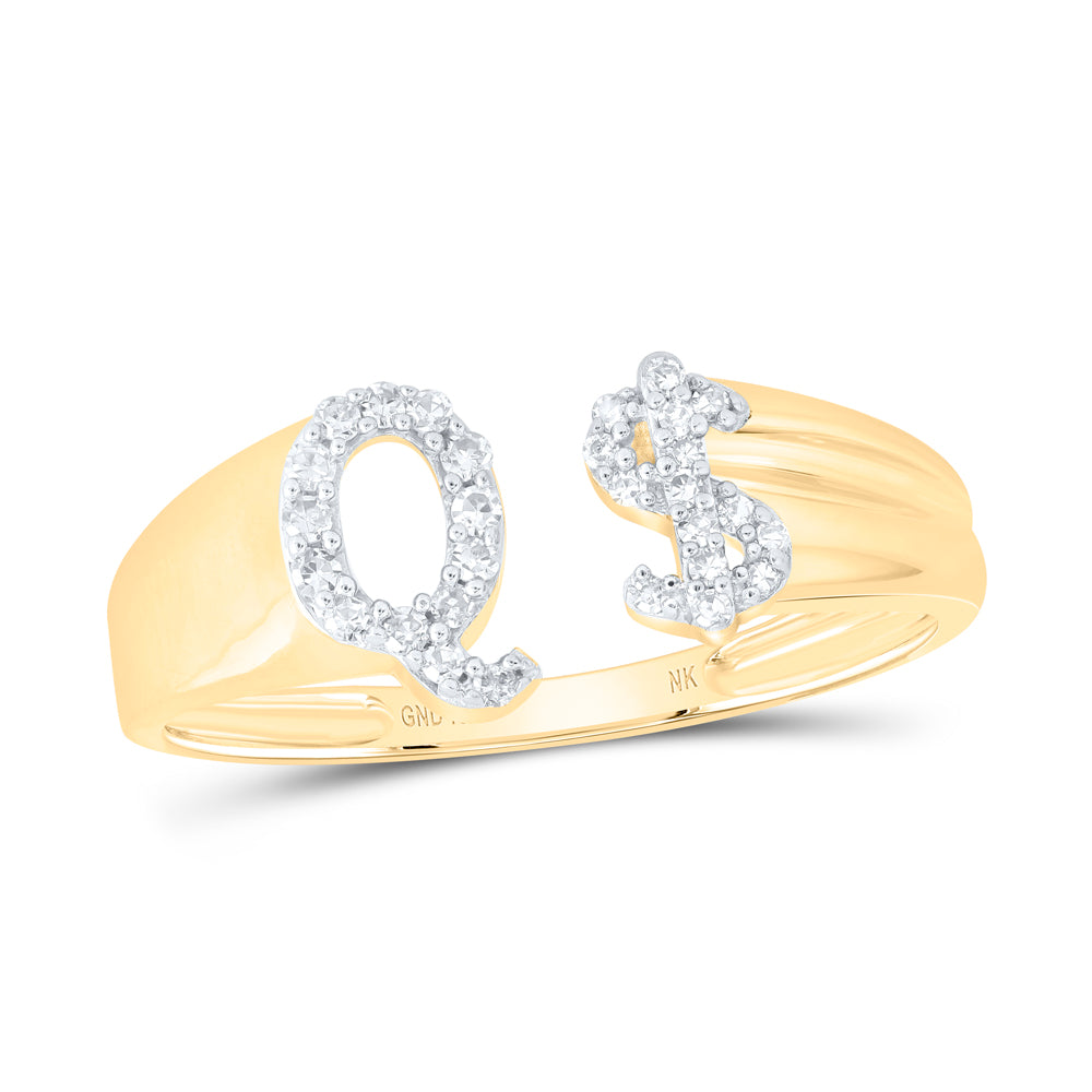 1/8CTW-DIA NK GIFT INITIAL "Q" LADIES DOLLAR RING