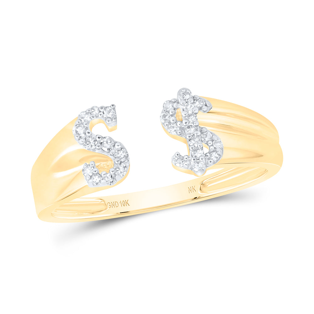 1/8CTW-DIA NK GIFT INITIAL "S" LADIES DOLLAR RING