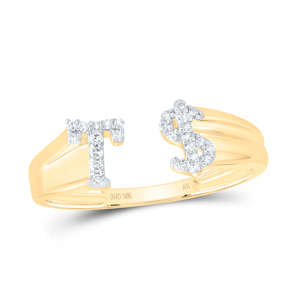 1/8CTW-DIA NK GIFT INITIAL "T" LADIES DOLLAR RING