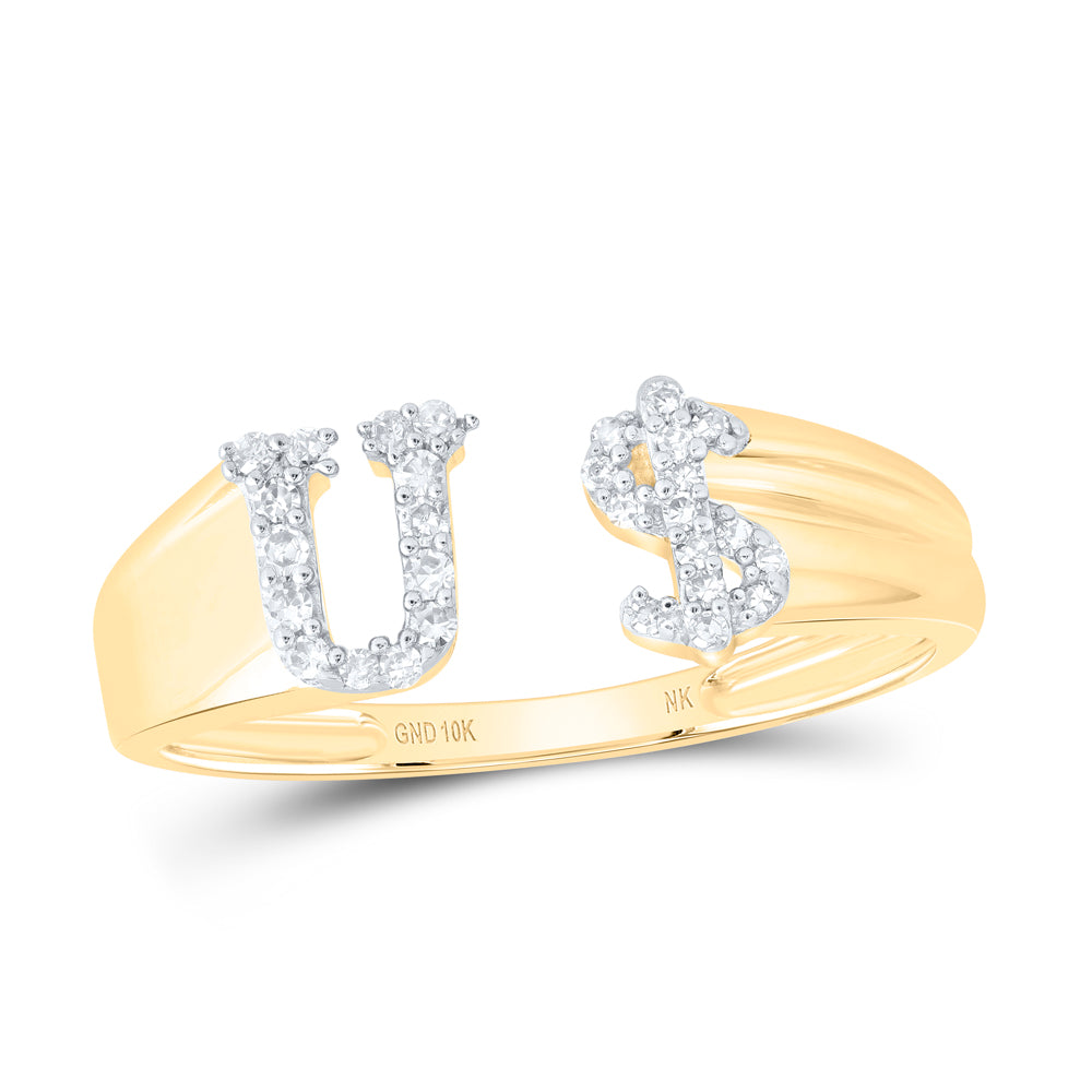 1/8CTW-DIA NK GIFT INITIAL "U" LADIES DOLLAR RING